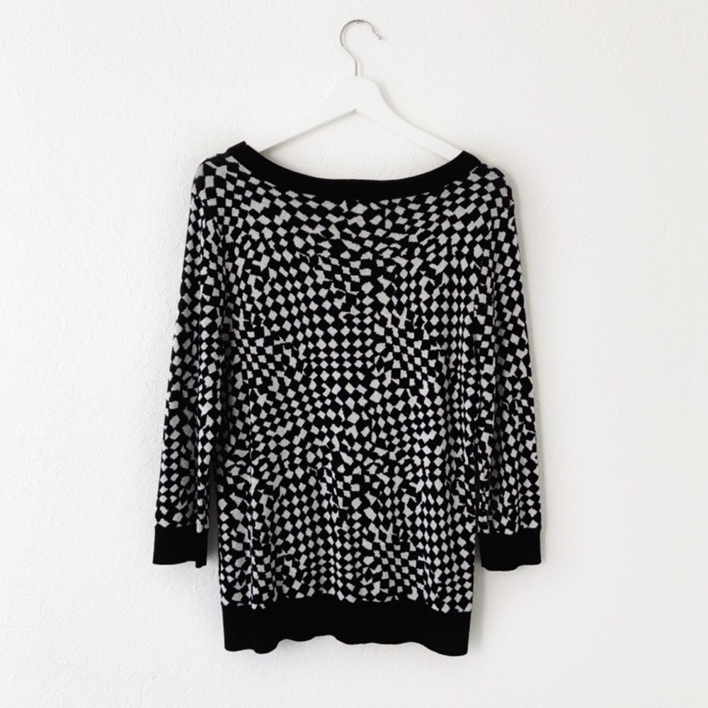 Halogen Checkered Black White Pullover Sweater M - image 5